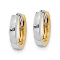 14k Two-tone 1.75mm Hinged Hoop Earrings ,