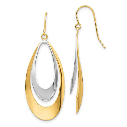 14K Two-tone Dangle Earrings ,