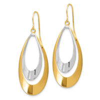14K Two-tone Dangle Earrings ,