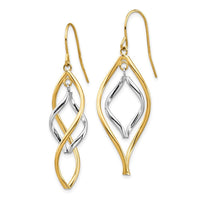 14K Two-tone Fancy Twisted Dangle Earrings ,