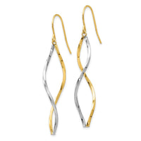 14k Two-tone Twist Dangle Earrings ,