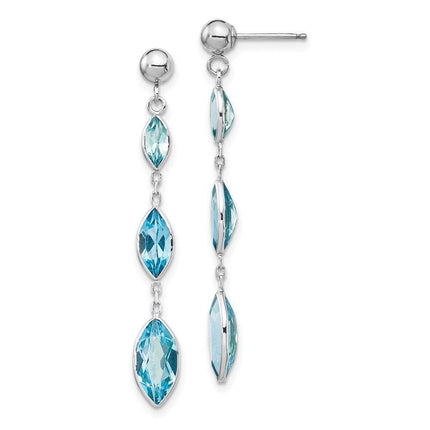 14K WG Blue Topaz Post Earrings ,