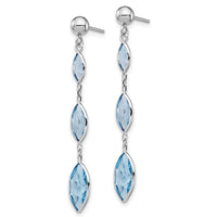 14K WG Blue Topaz Post Earrings ,