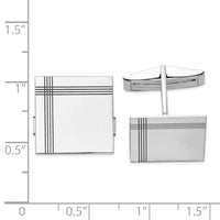 14K WG Square w/Line Design Cuff Links ,
