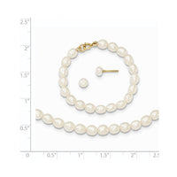 14k White FW Cultured Pearl 12 Necklace, 4 Bracelet & Earring Set ,