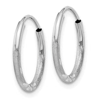 14k White Gold 1.5mm Diamond-cut Endless Hoop Earrings ,