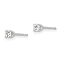 14k White Gold 2.75mm Round Stud Earring Mounting w/backs No Stones Included ,