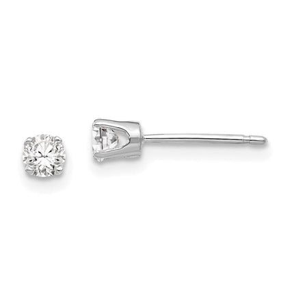 14k White Gold 3.25mm CZ stud earrings ,