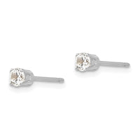 14k White Gold 3.25mm CZ stud earrings ,