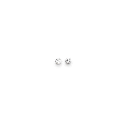14k White Gold 3.5mm CZ stud earrings ,