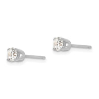 14k White Gold 3.75mm CZ stud earrings ,