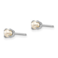 14k White Gold 3mm FW Cultured Pearl Stud Earrings ,