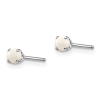 14k White Gold 3mm Opal Stud Earrings ,