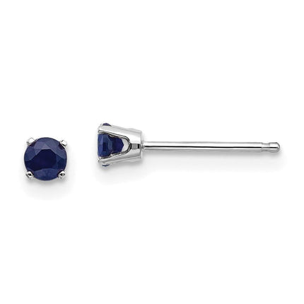 14k White Gold 3mm Sapphire Stud Earrings ,