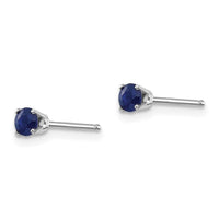 14k White Gold 3mm Sapphire Stud Earrings ,