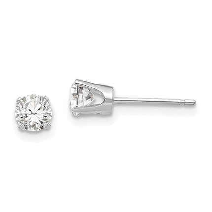 14k White Gold 4.25mm CZ stud earrings ,