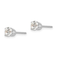 14k White Gold 4.25mm CZ stud earrings ,