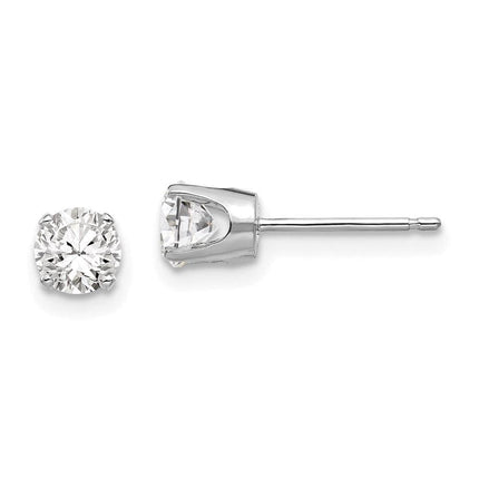 14k White Gold 4.5mm CZ stud earrings ,