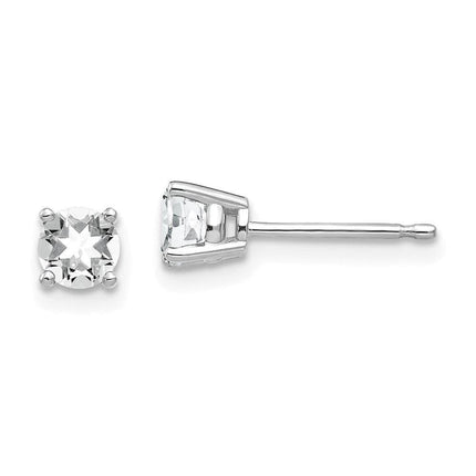 14k White Gold 4mm Cubic Zirconia Earrings ,