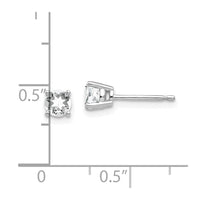 14k White Gold 4mm Cubic Zirconia Earrings ,