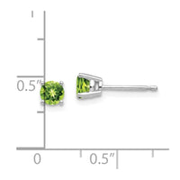 14k White Gold 4mm Peridot Earrings ,