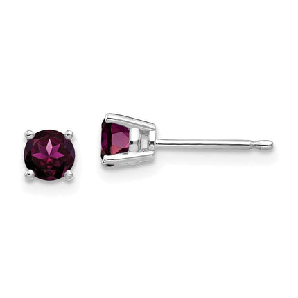 14k White Gold 4mm Rhodolite Garnet Earrings ,