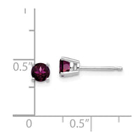 14k White Gold 4mm Rhodolite Garnet Earrings ,