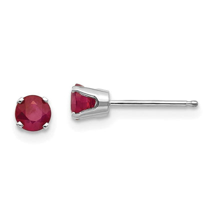 14k White Gold 4mm Ruby Stud Earrings ,