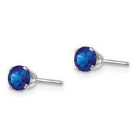 14k White Gold 4mm Sapphire Stud Earrings ,