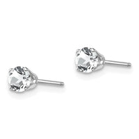 14k White Gold 4mm White Topaz Stud Earrings ,