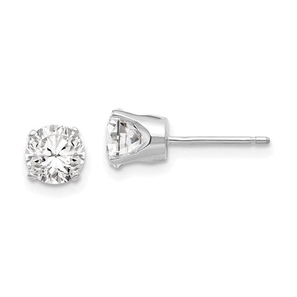 14k White Gold 5.5mm CZ stud earrings ,