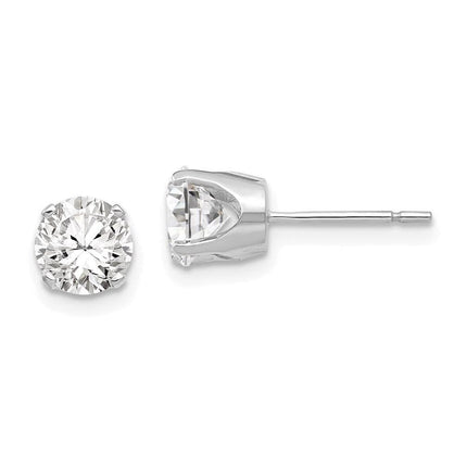 14k White Gold 5.75mm CZ stud earrings ,