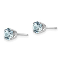 14k White Gold 5mm Aquamarine Stud Earrings ,