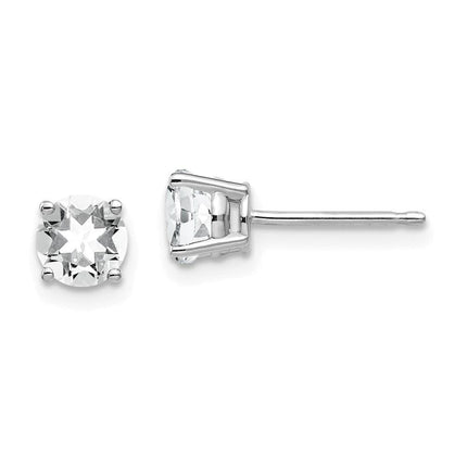 14k White Gold 5mm Cubic Zirconia Earrings ,