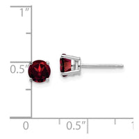 14k White Gold 5mm Garnet Earrings ,