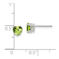 14k White Gold 5mm Heart Peridot Earrings ,