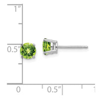14k White Gold 5mm Peridot Earrings ,