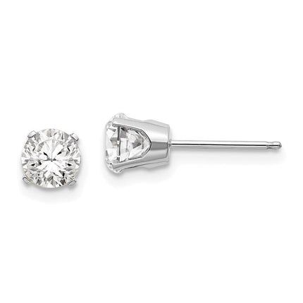 14k White Gold 5mm White Topaz Stud Earrings ,