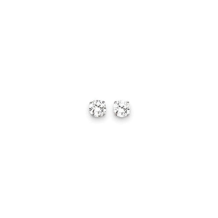 14k White Gold 6.5mm CZ stud earrings ,