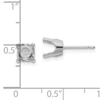 14k White Gold 6.5mm Round Stud Earring Mounting w/backs No Stones Included ,