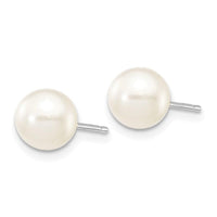 14k White Gold 6-7mm White Round FW Cultured Pearl Stud Post Earrings ,