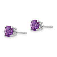 14k White Gold 6mm Amethyst Earrings ,