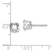 14k White Gold 6mm Cubic Zirconia Earrings ,