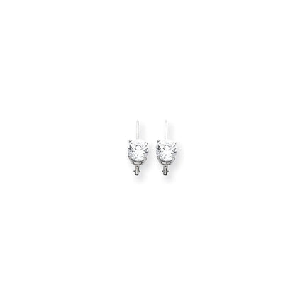 14k White Gold 6mm Cubic Zirconia Leverback Earrings ,