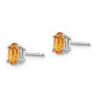 14k White Gold 6x4mm Citrine Earrings ,