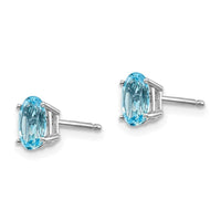 14k White Gold 6x4mm December/Blue Topaz Post Earrings ,