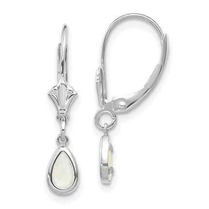 14k White Gold 6x4mm Opal/October Earrings ,