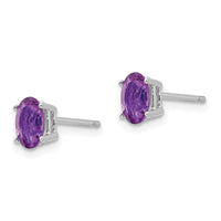 14k White Gold 6x4mm Oval Amethyst Earrings ,