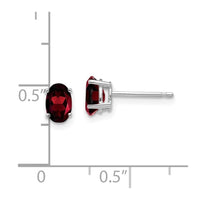 14k White Gold 6x4mm Oval Garnet Earrings ,