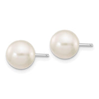 14k White Gold 7-8mm White Round FW Cultured Pearl Stud Post Earrings ,